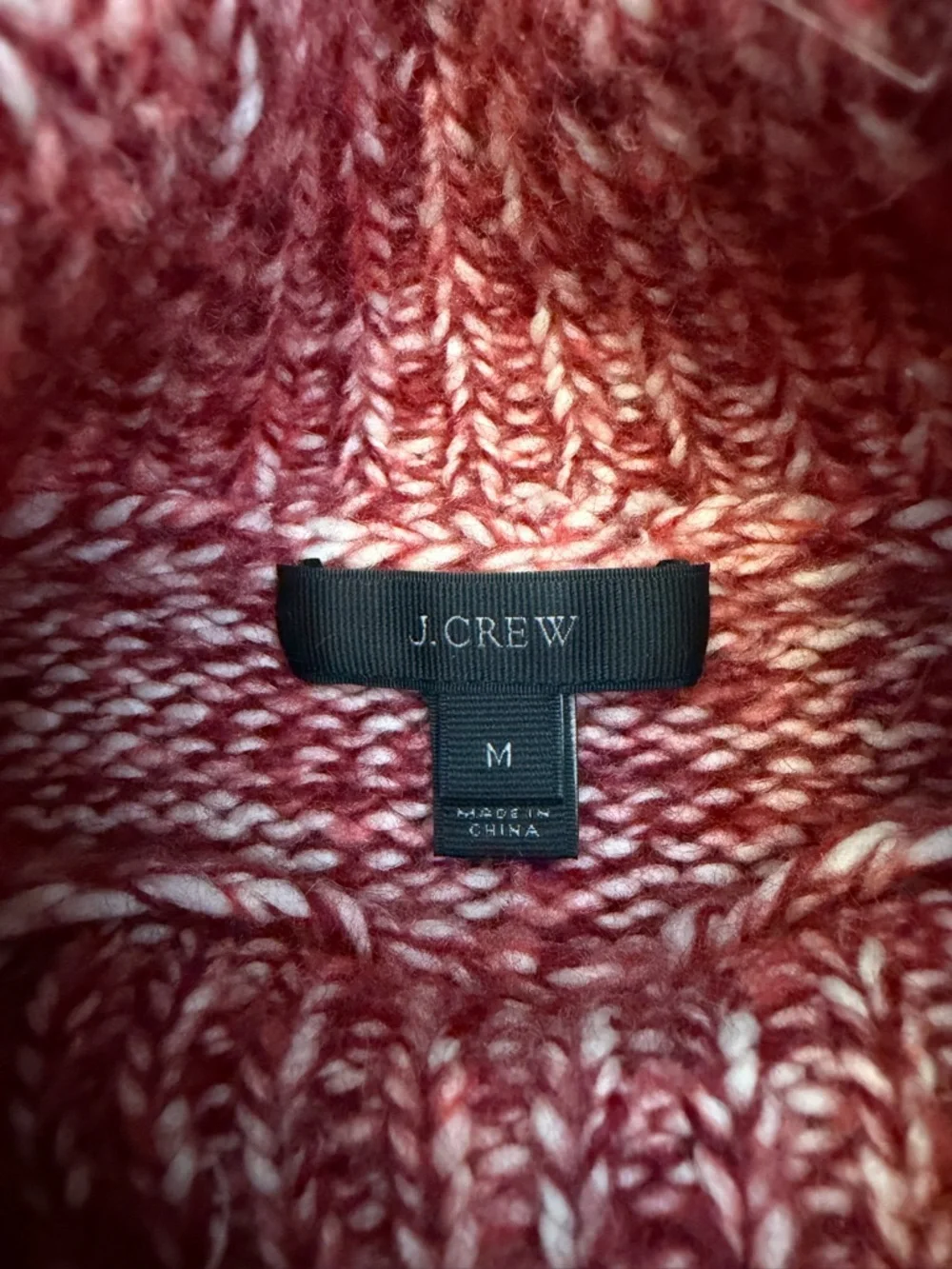 J. Crew Red and White Wool Knit Turtleneck Sweater